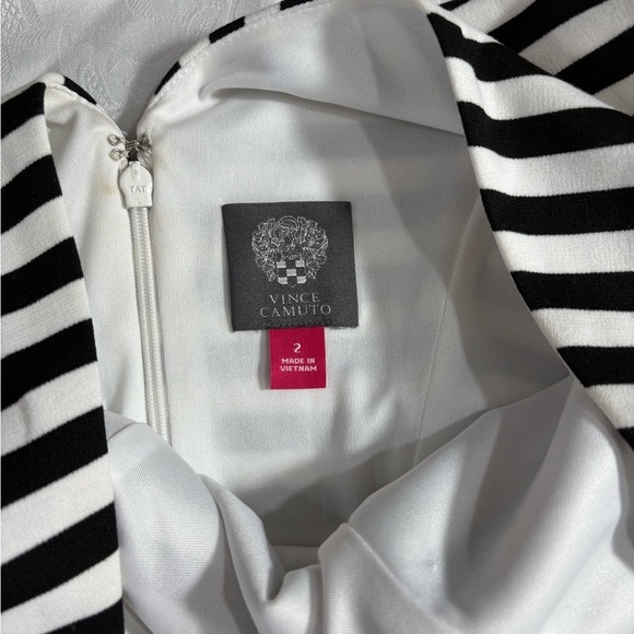 Vince Camuto Black & White Horizon Stripe Dress Classic Women Size 2 - Picture 7 of 7